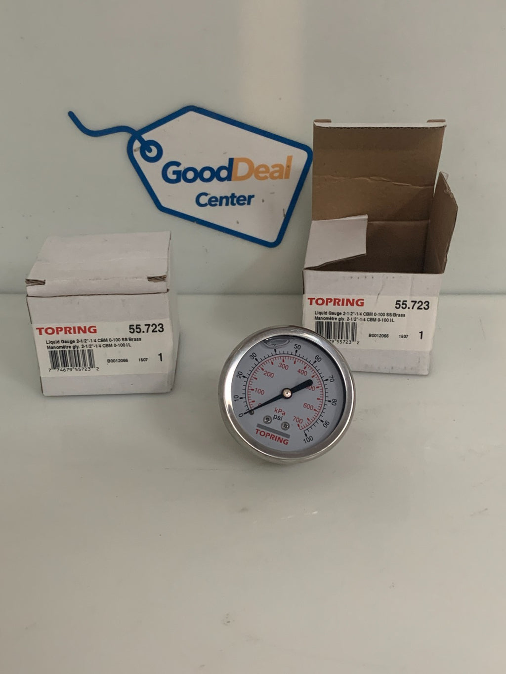 LOT OF 2 TOPRING 55.723 LIQUID GAUGE 2 1/2 - 1/4 CBM 0100 SS/BRASS
