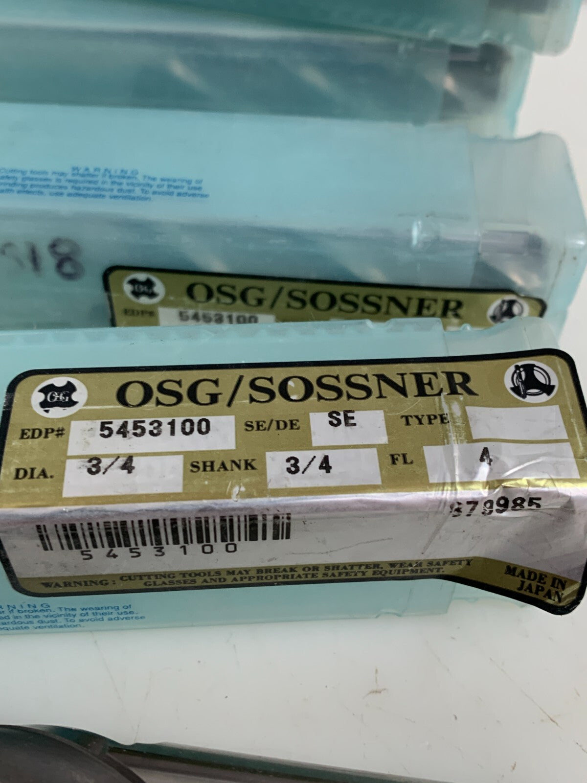 LOT OF 4 OSG/SOSSNER END MILL 3/4 DIA 3/4 SHANK 5453100