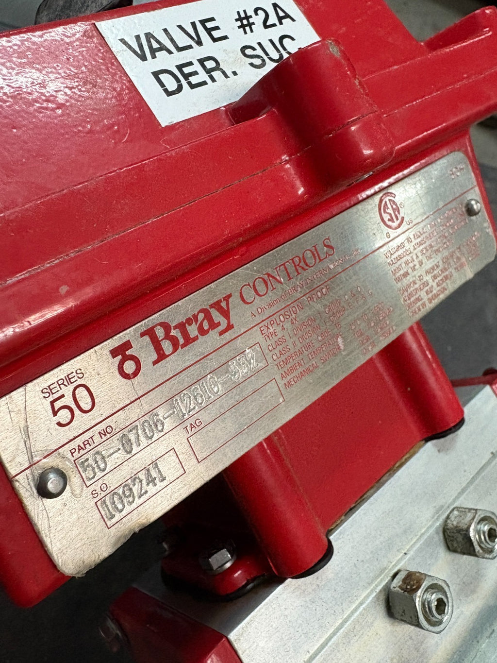 BRAY 3" BUTTERFLY VALVE W/EXPLOSION PROOF CONTROL STATUS MONITOR AND SOLENOID