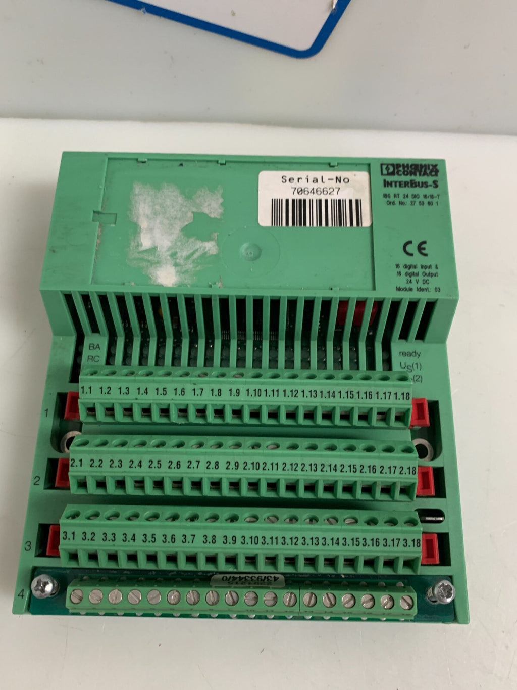 PHOENIX Contact InterBus-s Ord NO: 27 53 60 1 IBS RT 24 DIO 16/16-T CONTACT