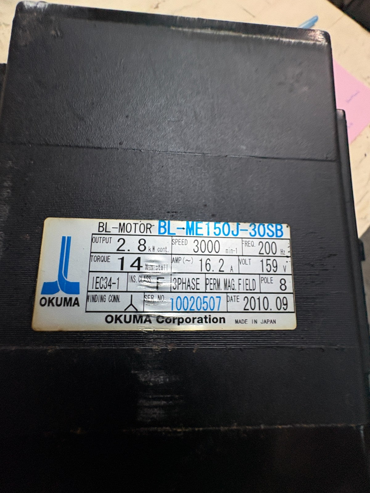 OKUMA SERVO MOTOR BL-MOTOR BL-ME 150J-30SB
