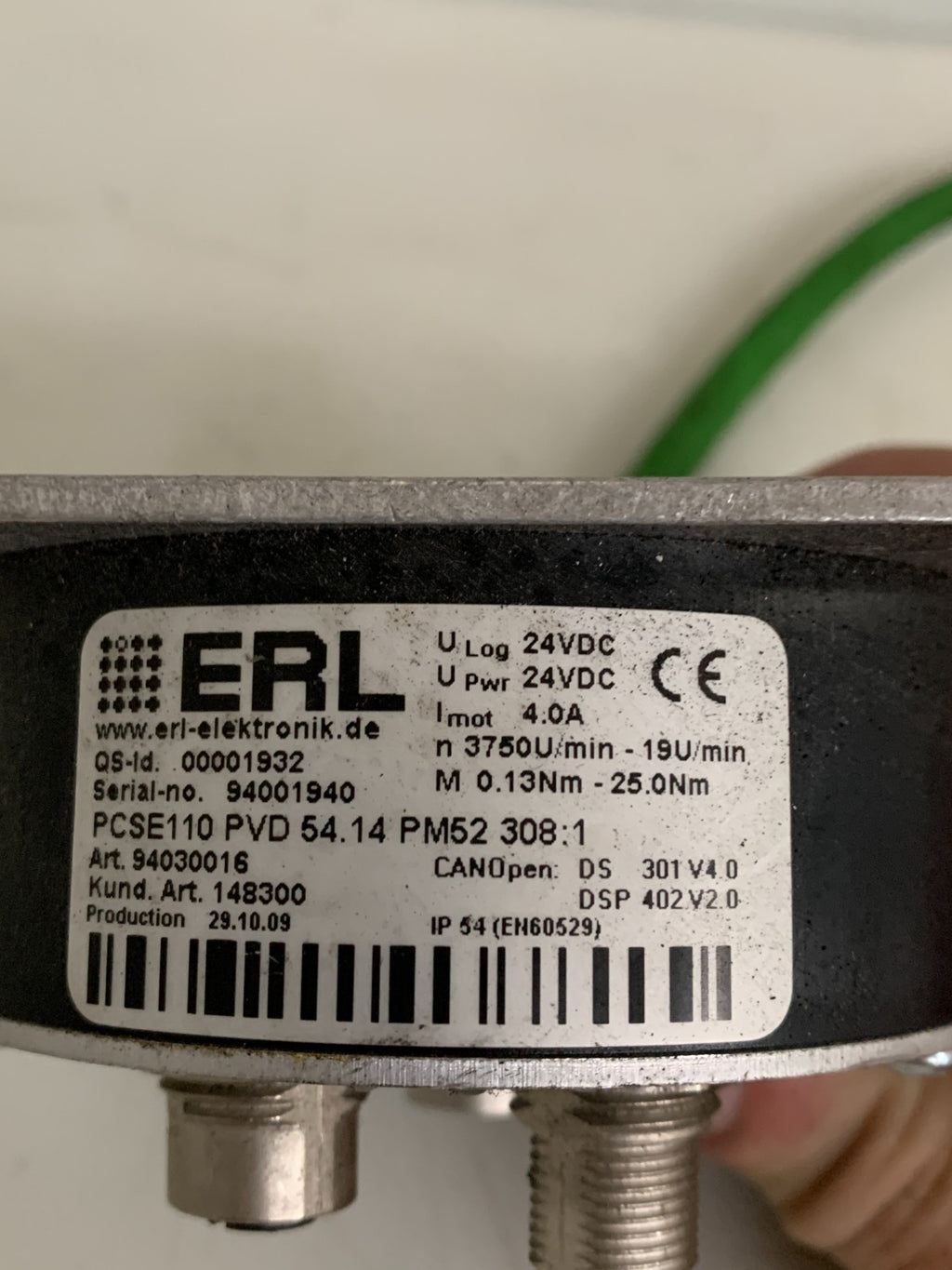 ERL MOTOR CONTROLLER #94030016 PCSE110 PVD 54.14 PM52 308:1