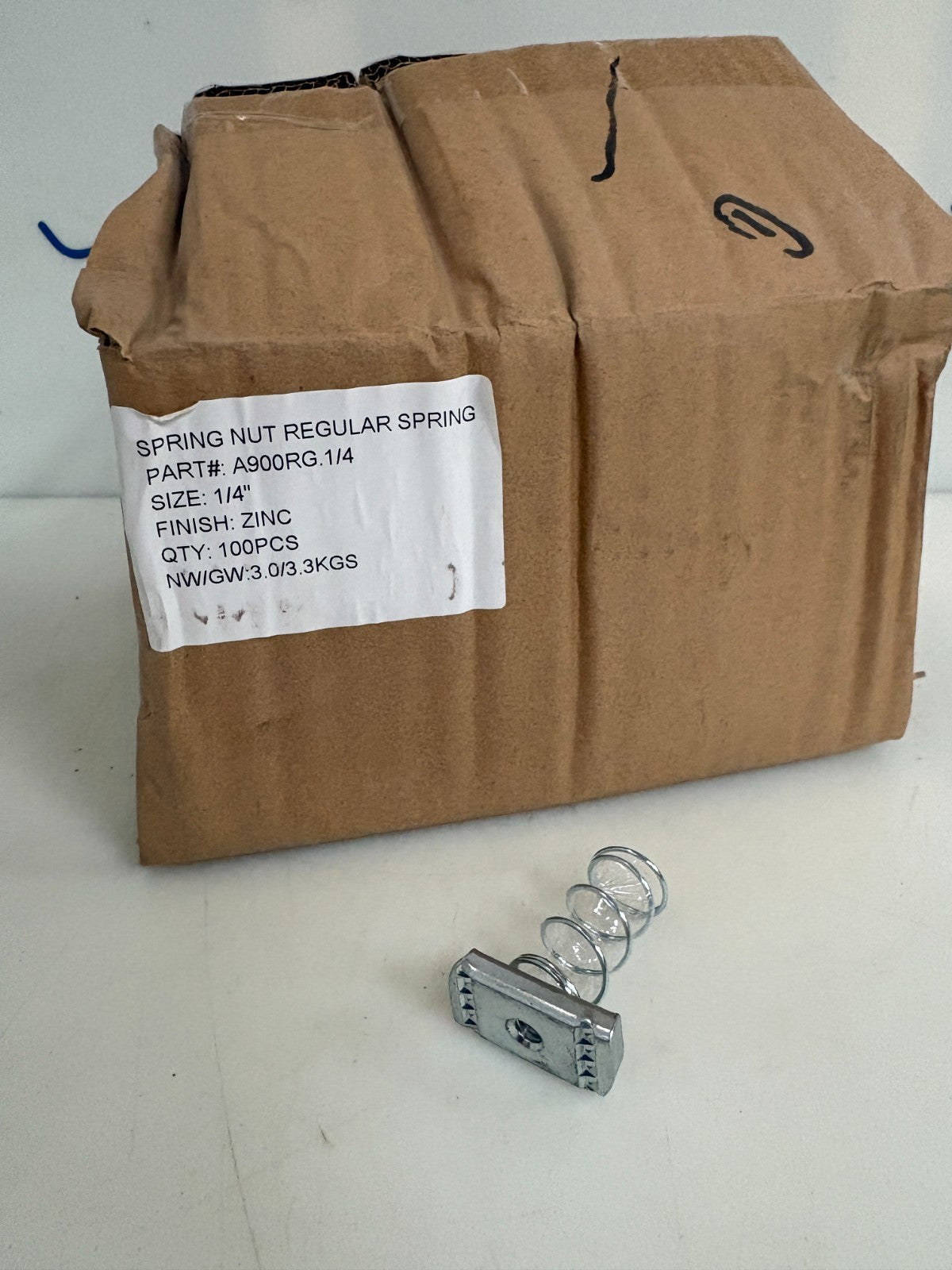 STRUT SPRING NUT REGULAR SPRING A 900RG.1/4 100 PER BOX0