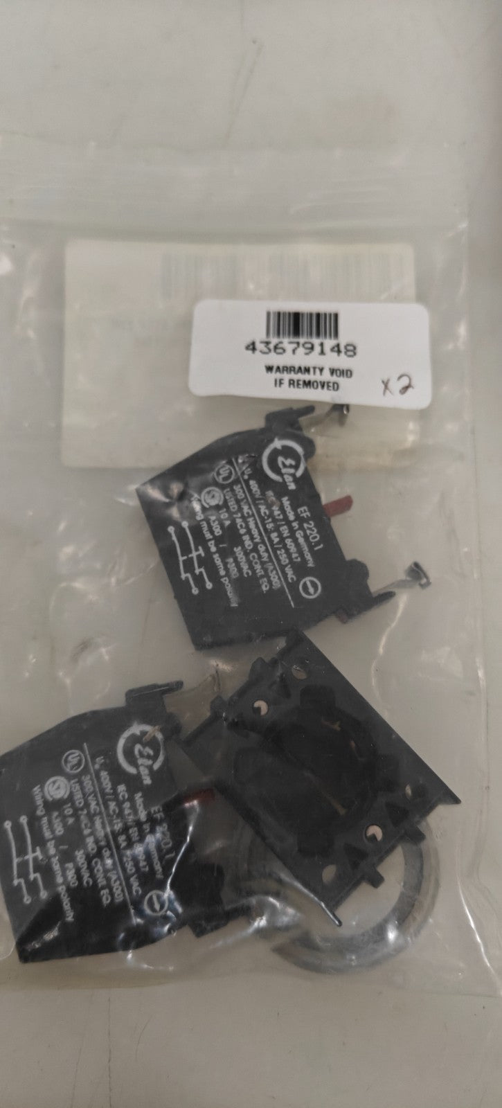 LOT OF 2 SCHMERSAL CONTACT BLOCK LASKA EF202.1 1010239272