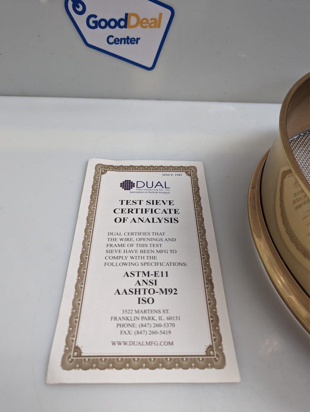 New Brass Dual Manufacturing No. 12 US Standard Sieve 0.0661 in/1.70 mm2