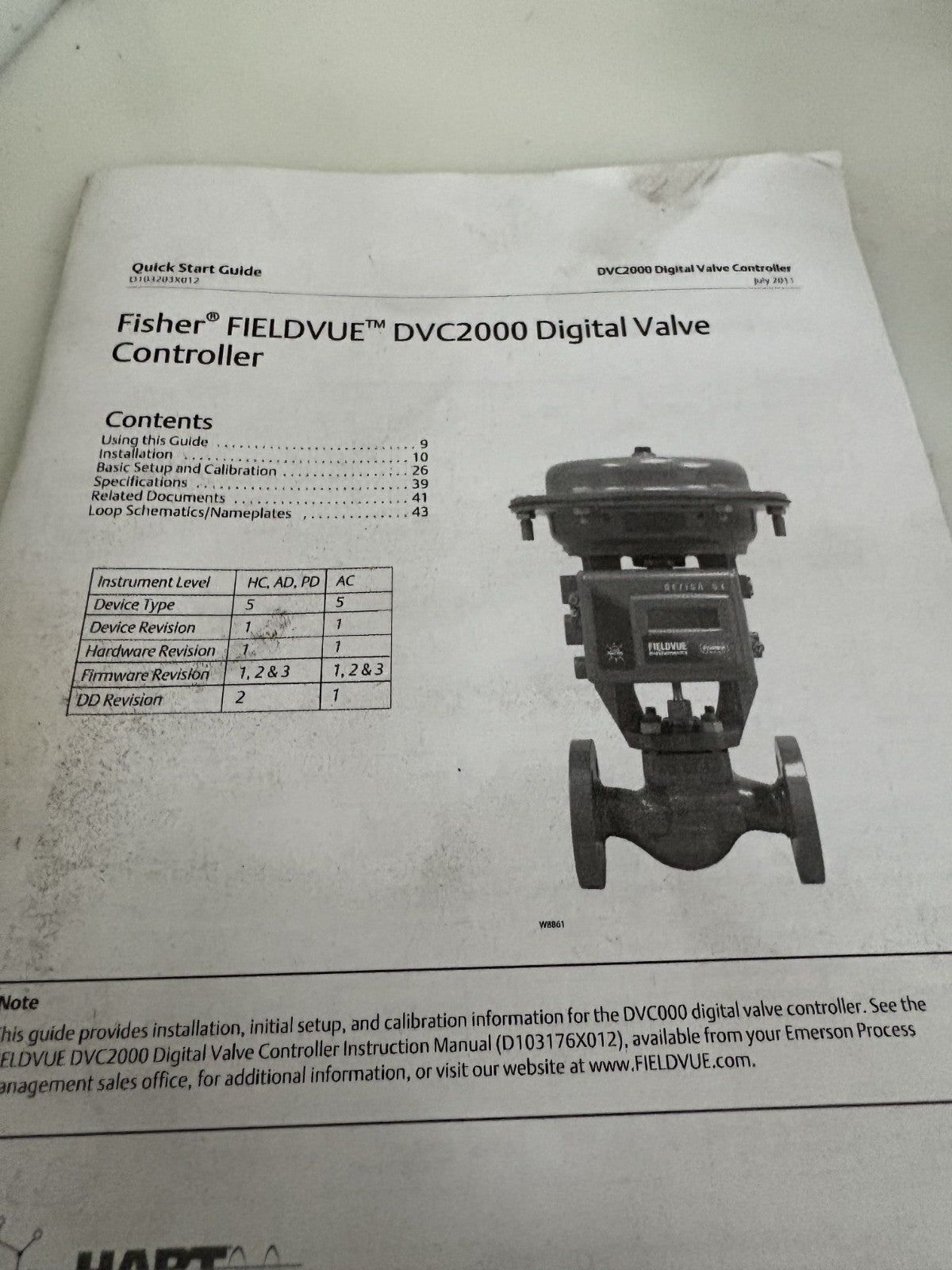 FISHER FIELDVUE INST DVC2000 DIGITAL CONTROLLER VALVE POSITIONER
