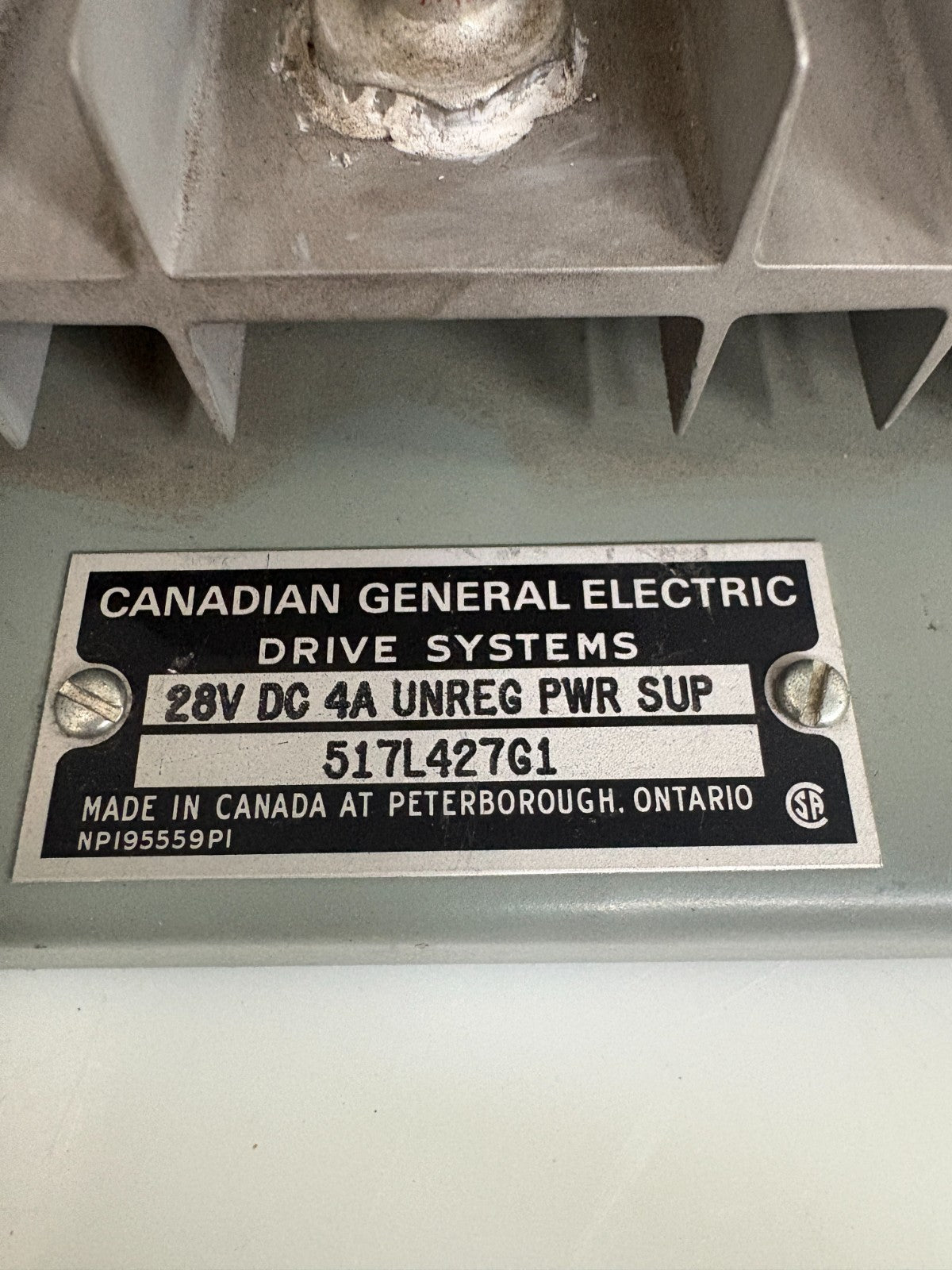 CANADIAN GENERAL ELECTRIC DRIVE POWER SUPPLY 517L427G11