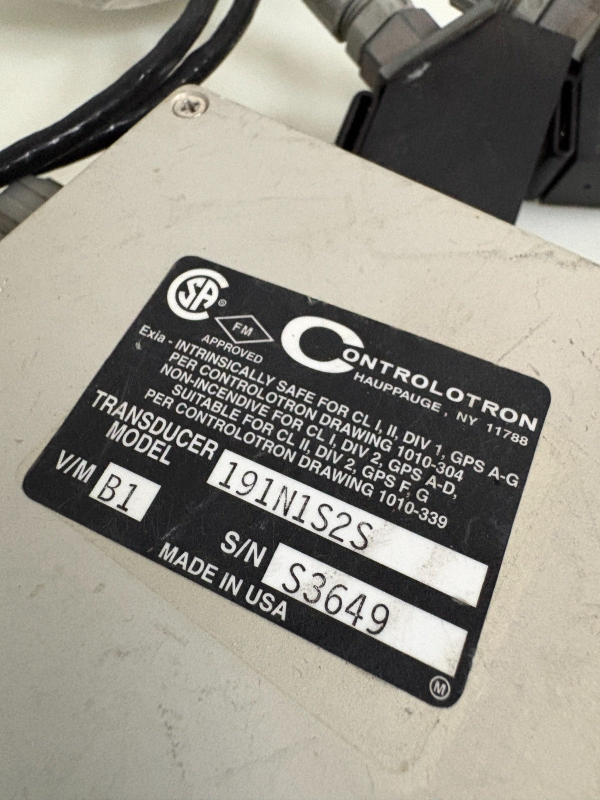 CONTROLOTRON TRANSDUCER 191N1S2S