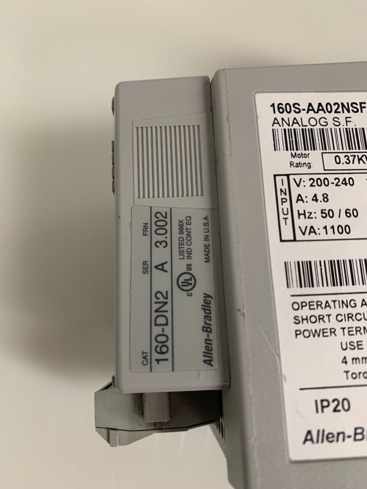 ALLEN BRADLEY DEVICE NET 160-DN2 A 3.002 AND 160S-AA02NSF1 C SPEED CONTROLLER5