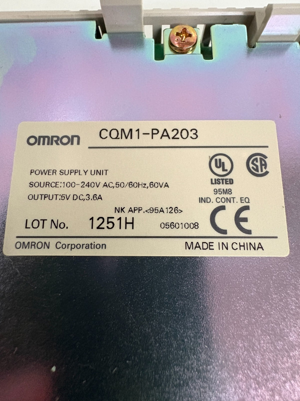 OMRON POWER SUPPLY CQM1-PA203 