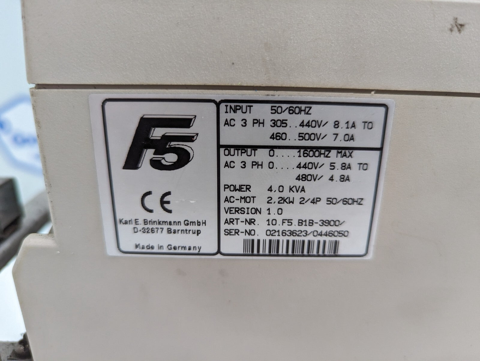 KEB COMBIVERT 10.F5.B1B-3900 Drive