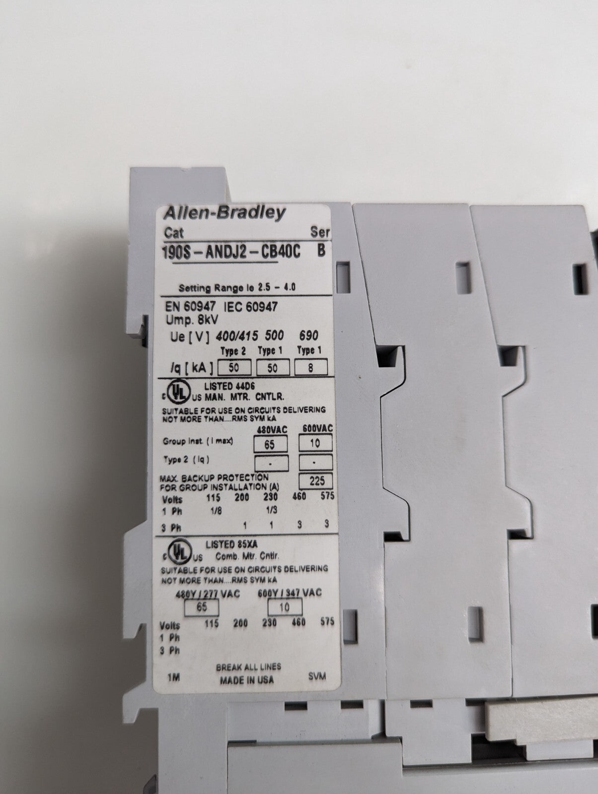 Allen-Bradley 190S-ANDJ2-CB40C Compact Motor Starter