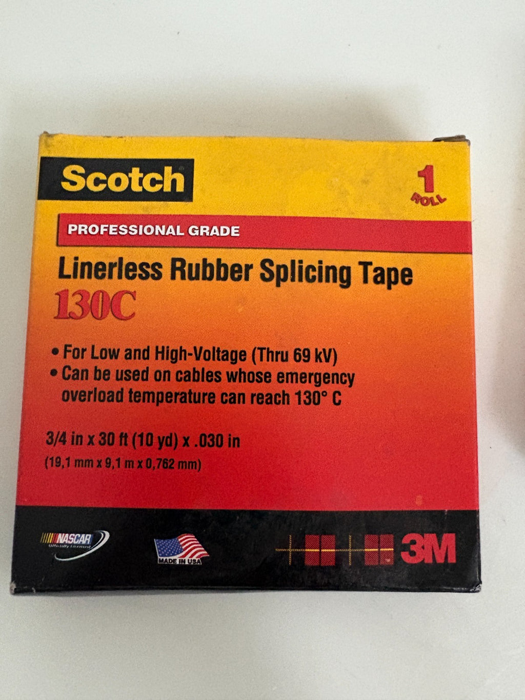 LOT OF 3 ROLL 3M SCOTCH LINERLESS RUBBER SPLICING TAPE 3/4" 130C