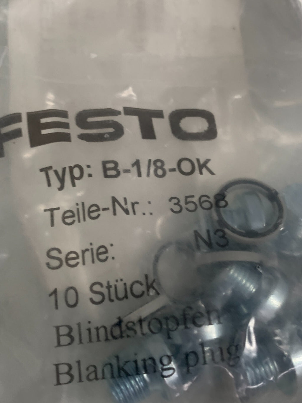 Bag of 10 Festo Metal Plugs B-1/8-OK #3568