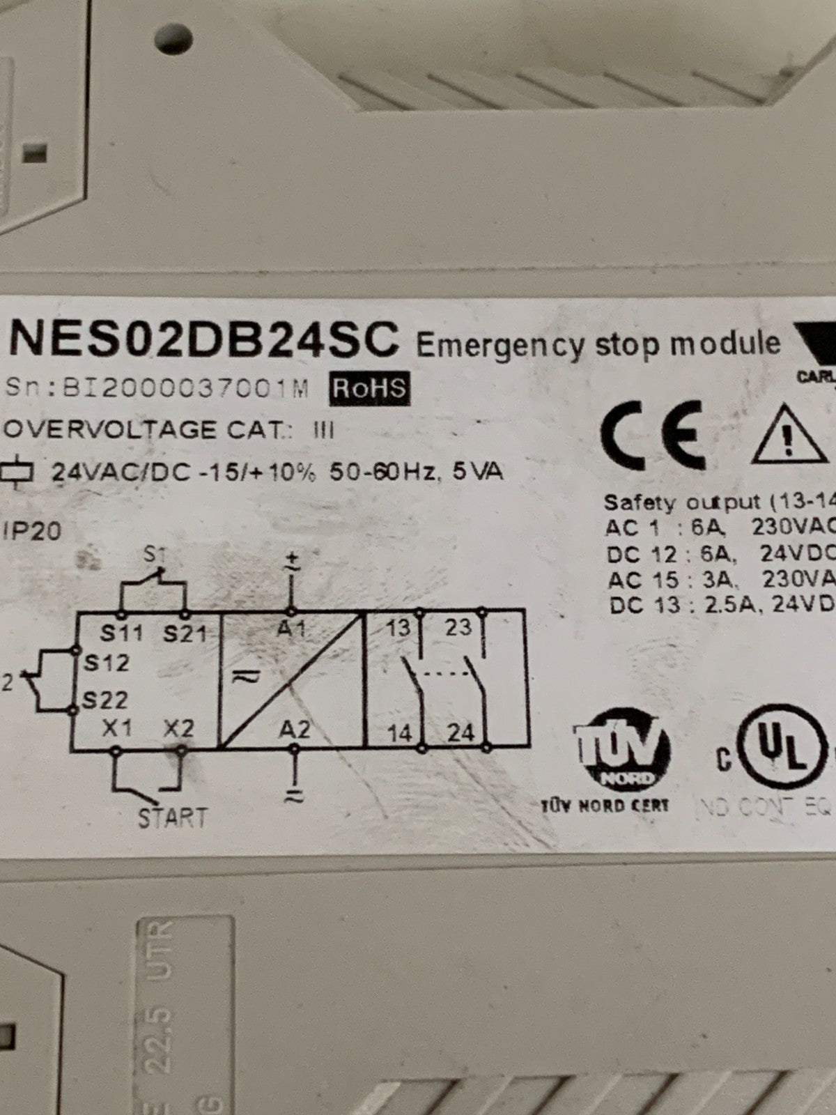 CARLO GAMAZZI EMERGENCY STOP MODULE NES02DB24SC
