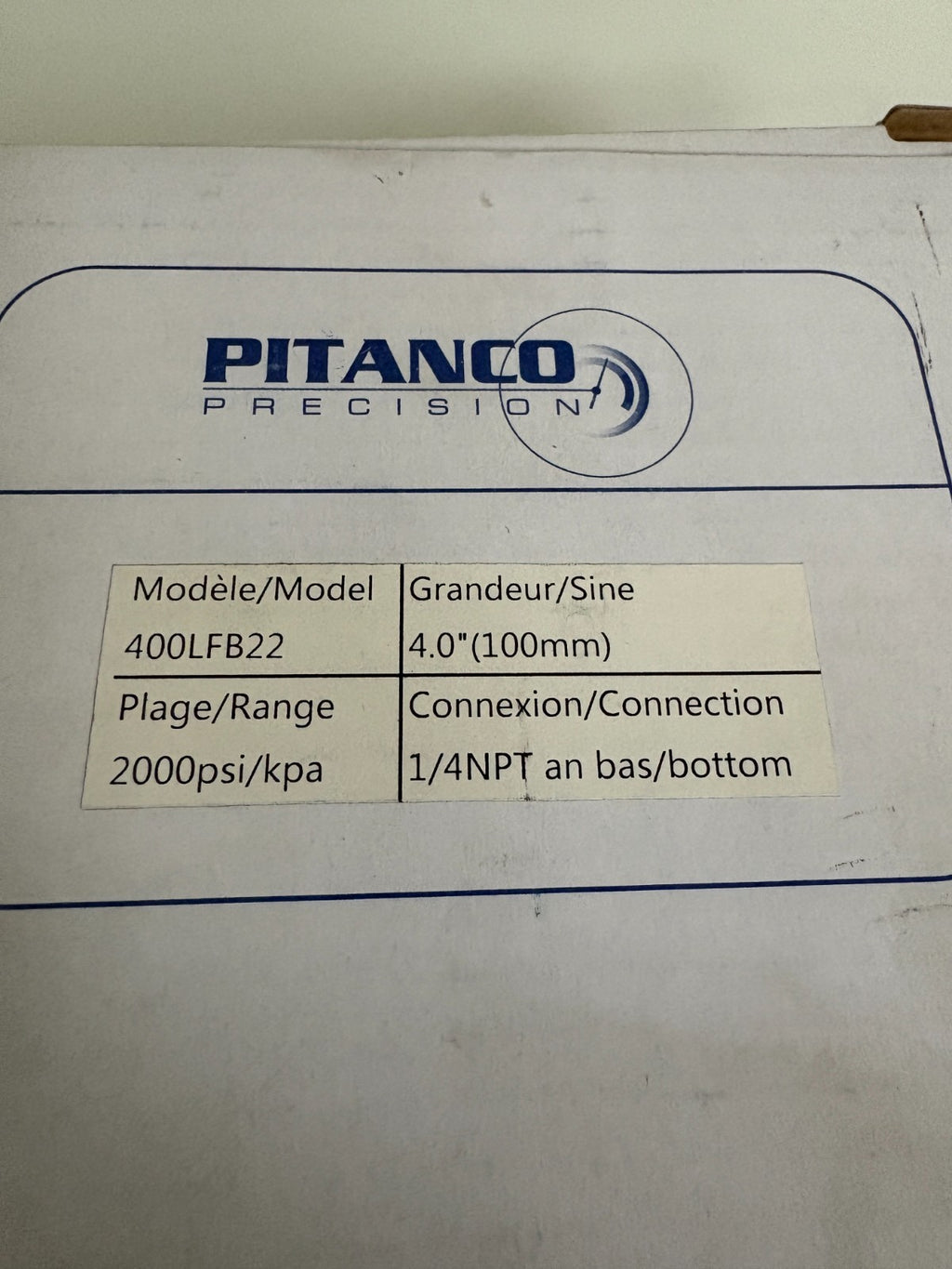 PITANCO PRECISION 0-2000 PSI 4" GAUGE