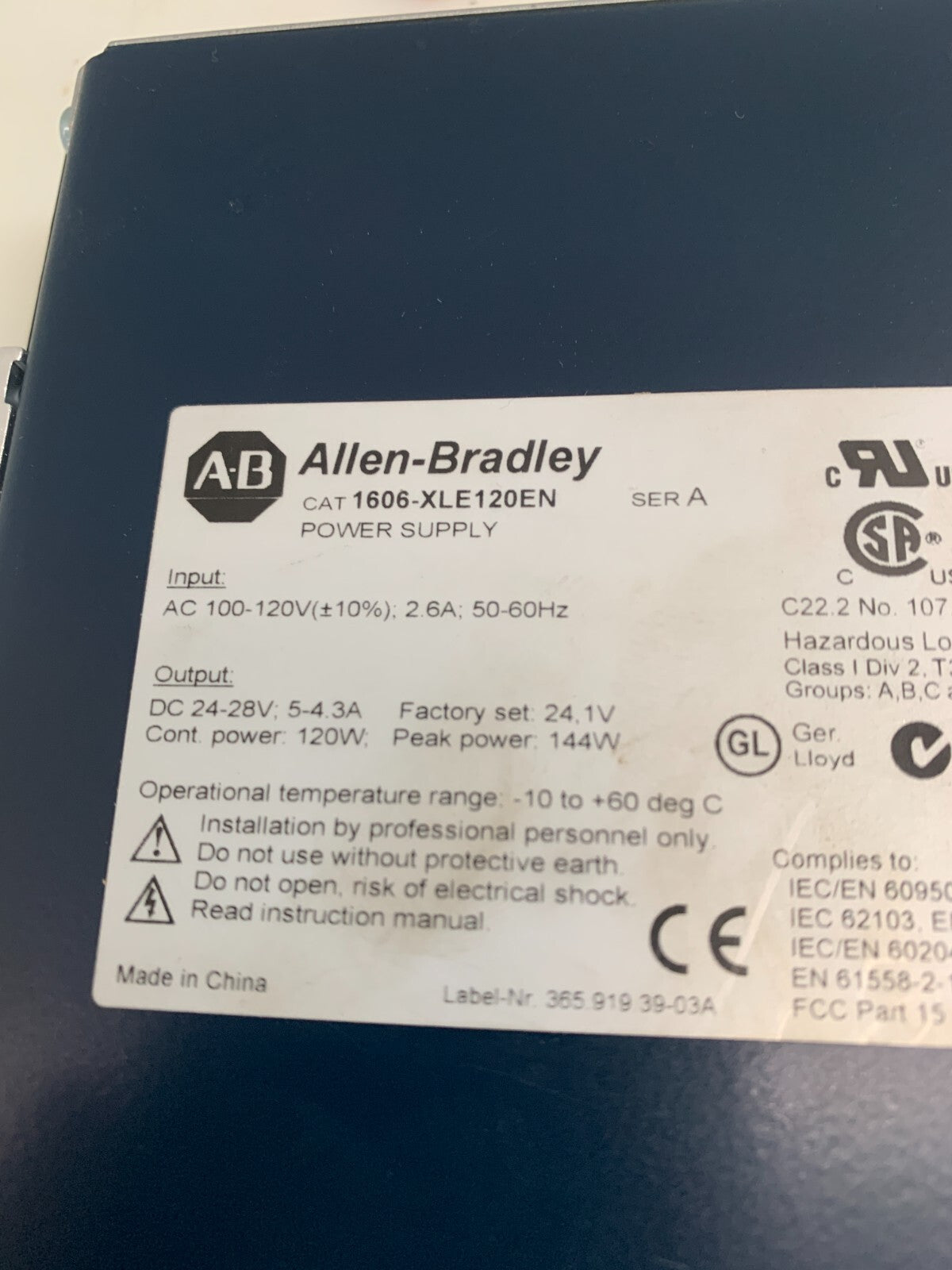 ALLEN BRADLEY  1606-XLE SERIES   Power Supply  1606-XLE120EN