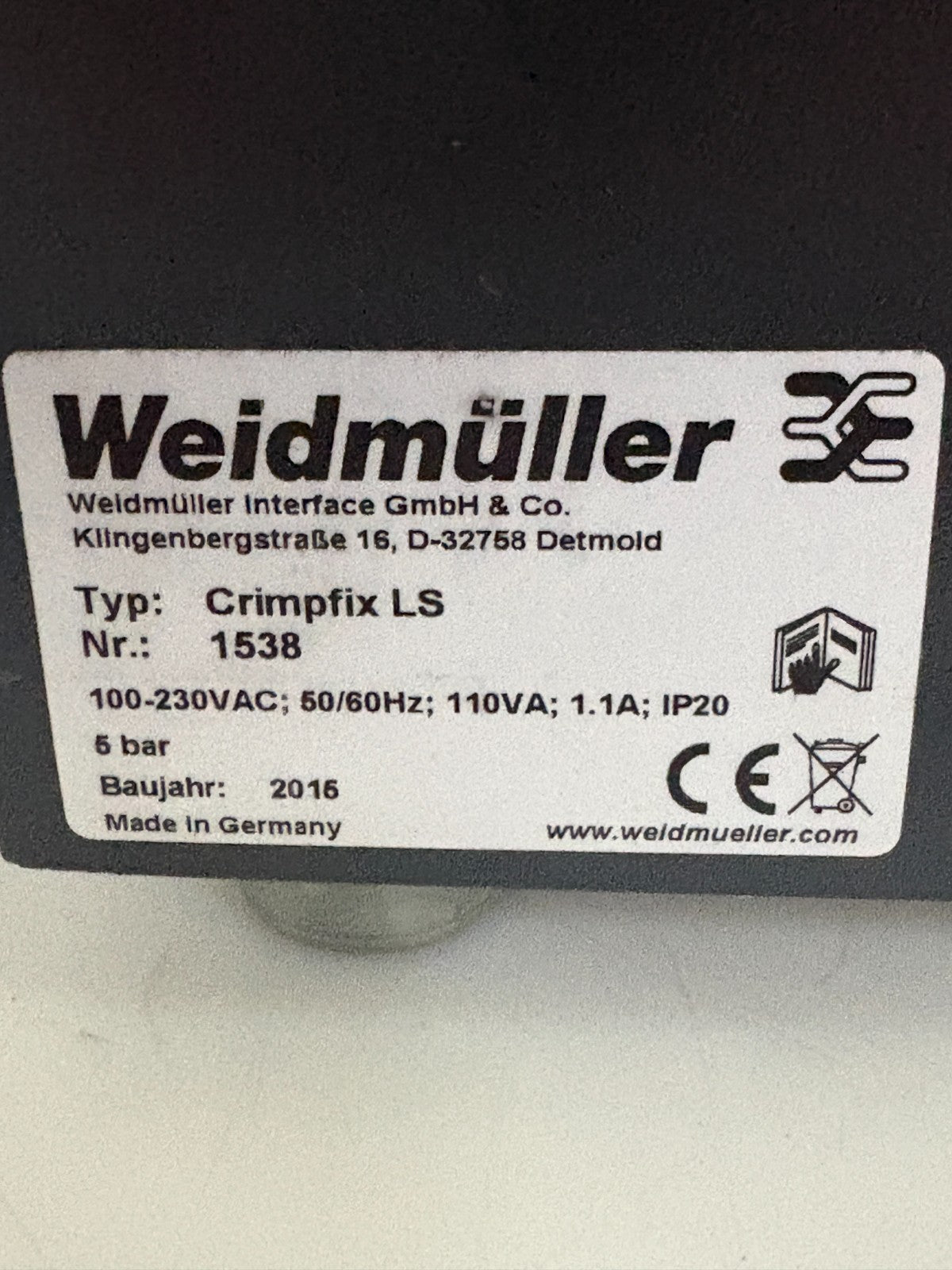 WEIDMULLER AUTOMATIC STRIPPER AND CRIMPER CRIMPIX LS 1538 W/ 3 EXTRA BOWLS1