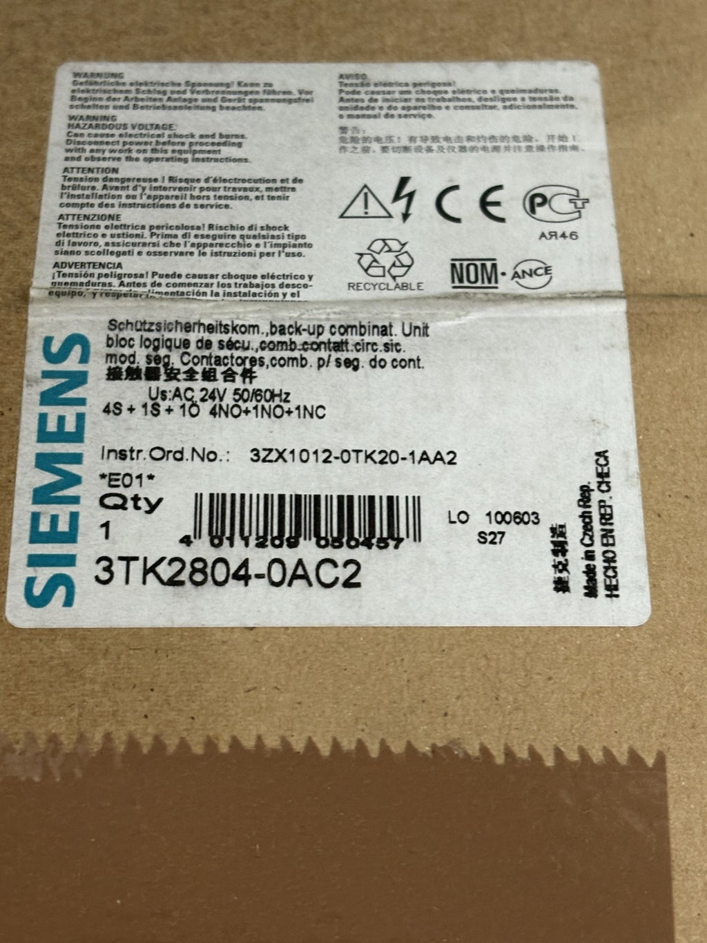SIEMENS SAFETY RELAY 3TK2804-0AC2