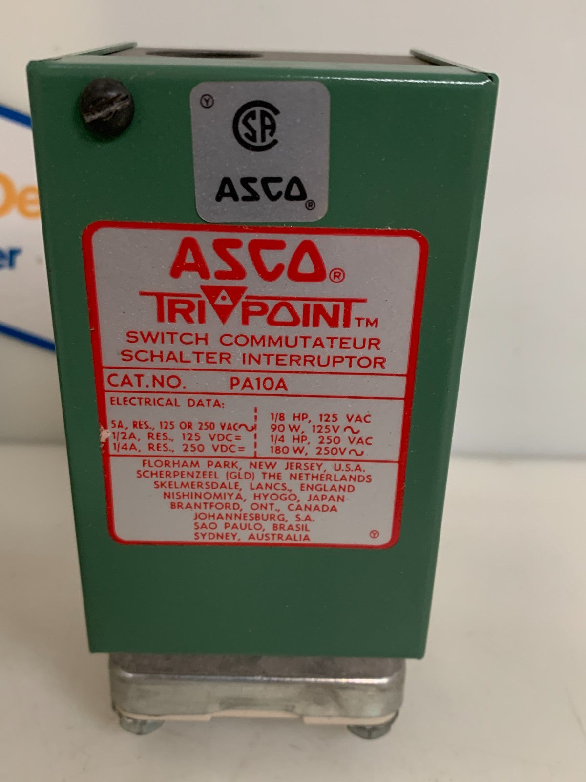 ASCO TRI POINT PRESSURE AND TEMP. SWITCH #PA10A