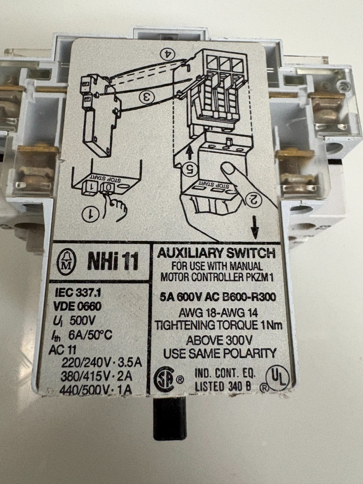 MOELLER KLOCKNER PKZM 1-1,0-NA MANUAL MOTOR STARTER