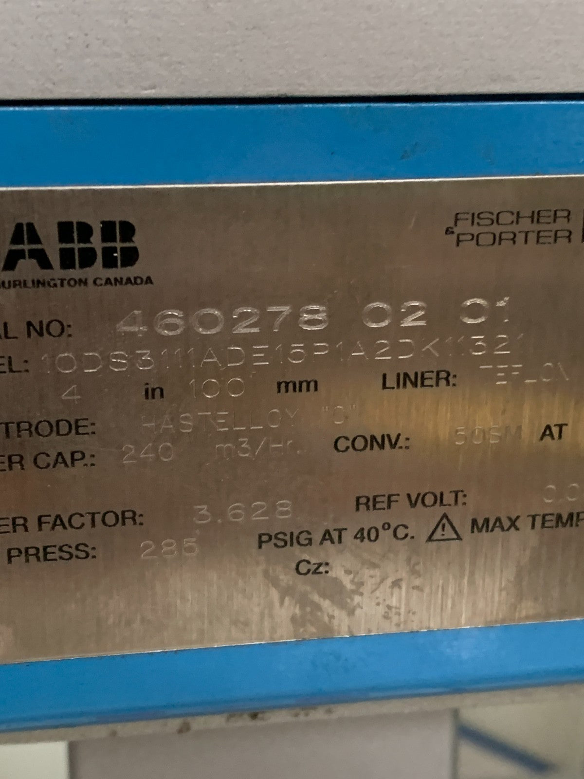 ABB FISHER PORTER FLOW METER 10DS3 ADE15P A2DK11324