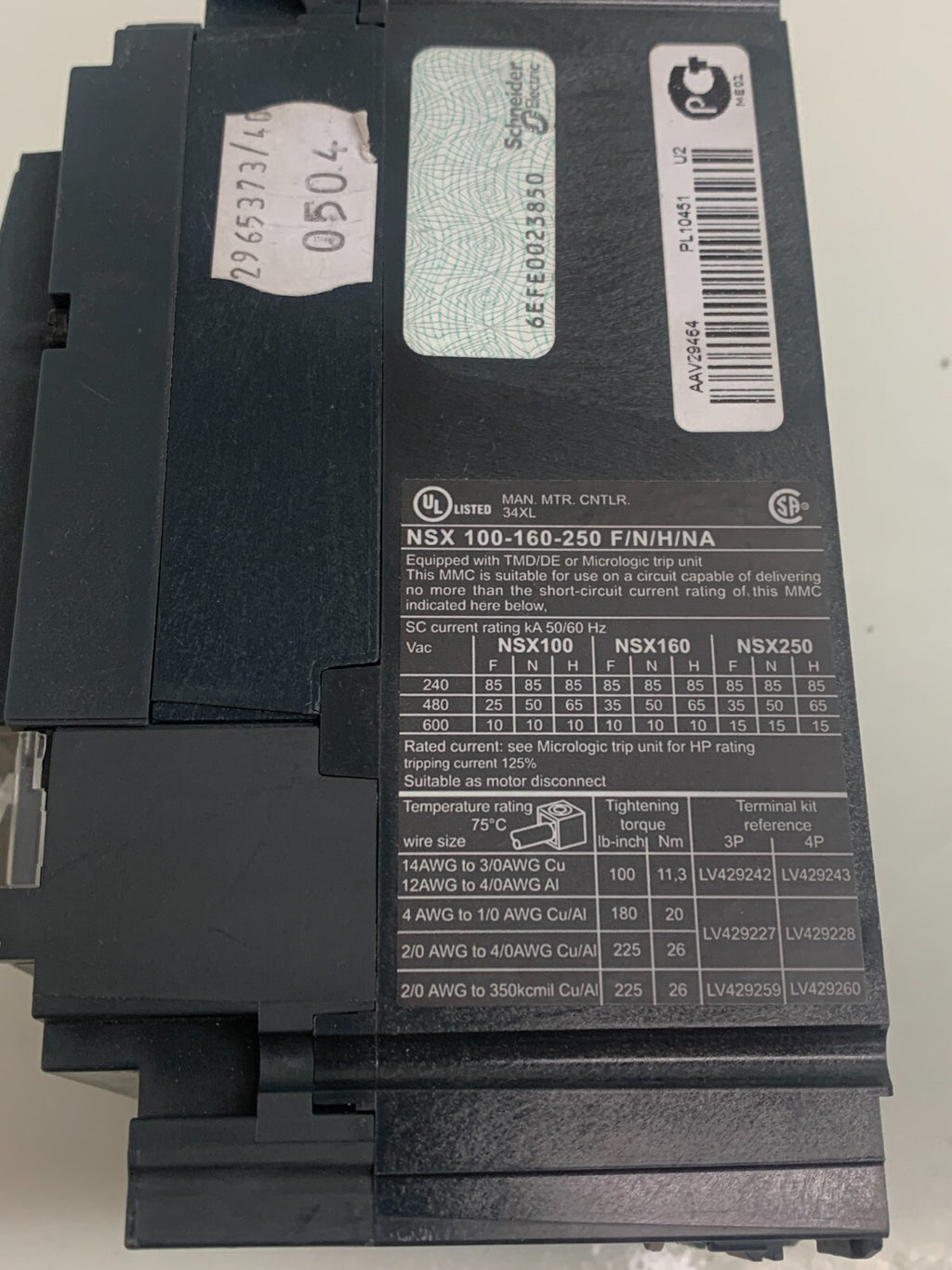 SCHNEIDER ELECTRIC / TELEMECANIQUE  Compact Circuit Breaker   NSX 160F