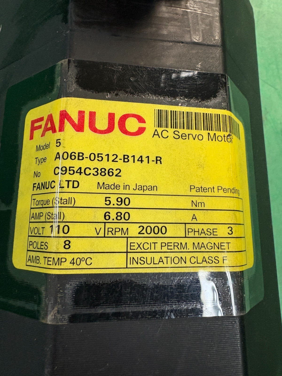 GE FANUC PERMANENT MAGNET SERVO MOTOR A06B-0512-B141-R1