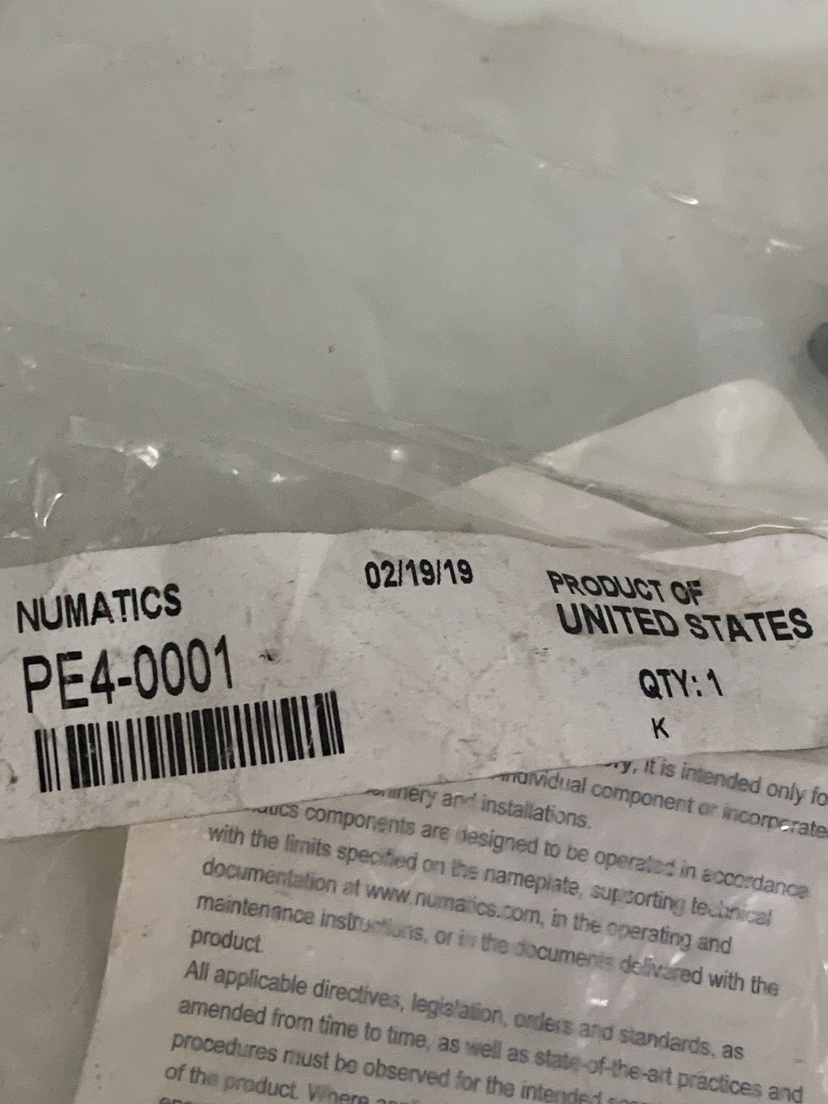 NUMATICS MECHANICAL VALVE PE4-0001