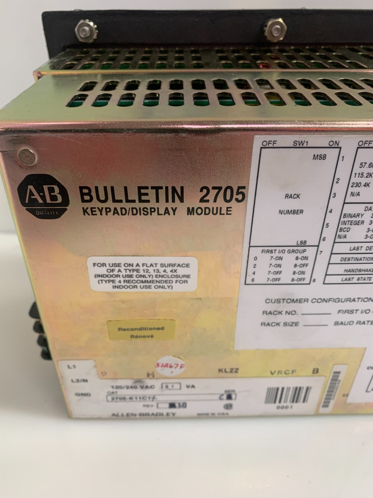 ALLEN BRADLEY REDIPANEL 2705 KEYPAD/DISPLAY MODULE3