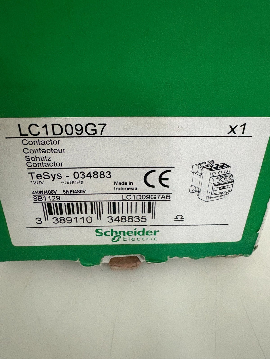 SCHNEIDER CONTACTOR LC1D09G73