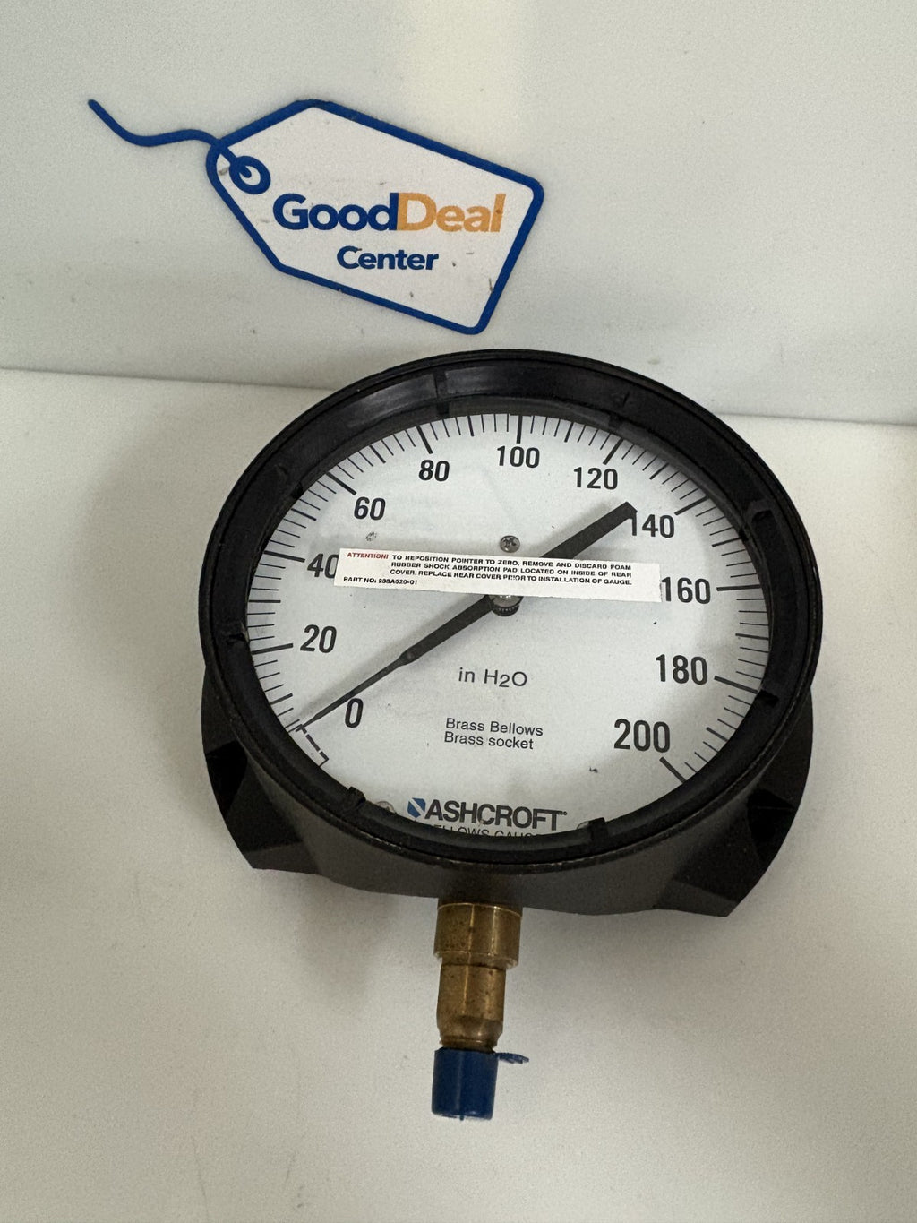 ASHCROFT 0-200 6" H20 BRASS BELLOWS GAUGE 60-1189-AS-02L-2001W0