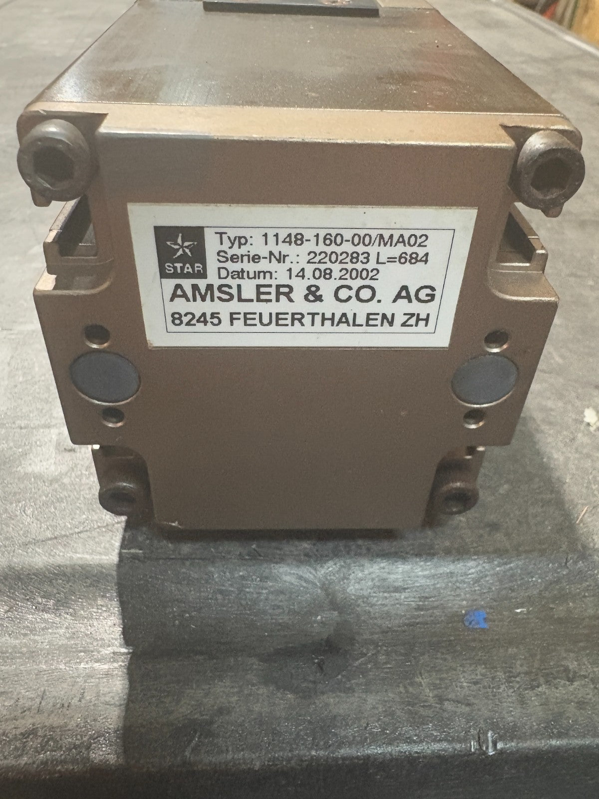 AMSLER & CO. AG DUAL SHAF LINEAR ACTUATOR 1148-160-00/MA02