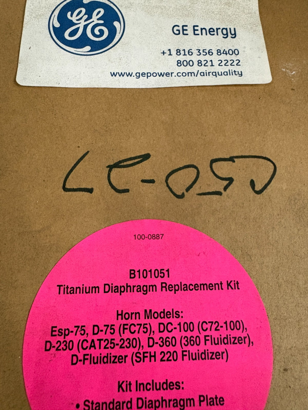 GENERAL ELECTRIC TITANIUM DIAPHRAGM REPLACEMENT KIT B1010513