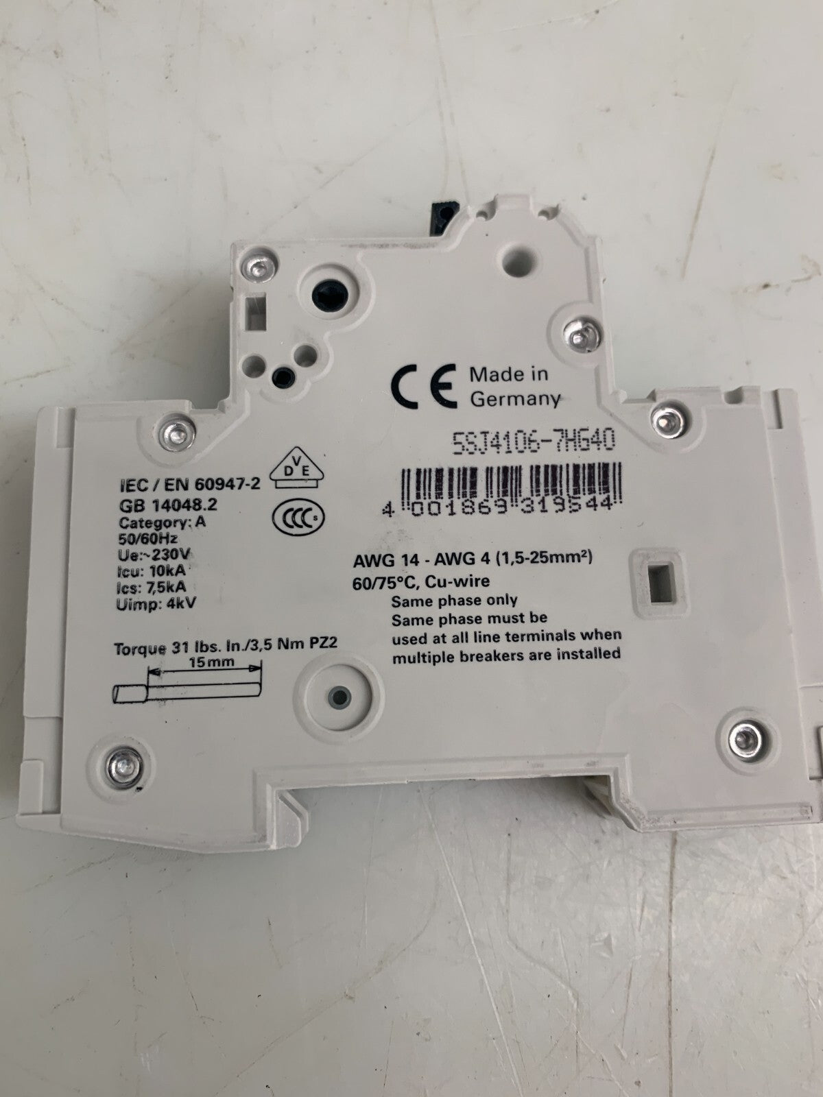 SIEMENS 5SJ41 Circuit Breaker GB14048.2  (Lot of 6)