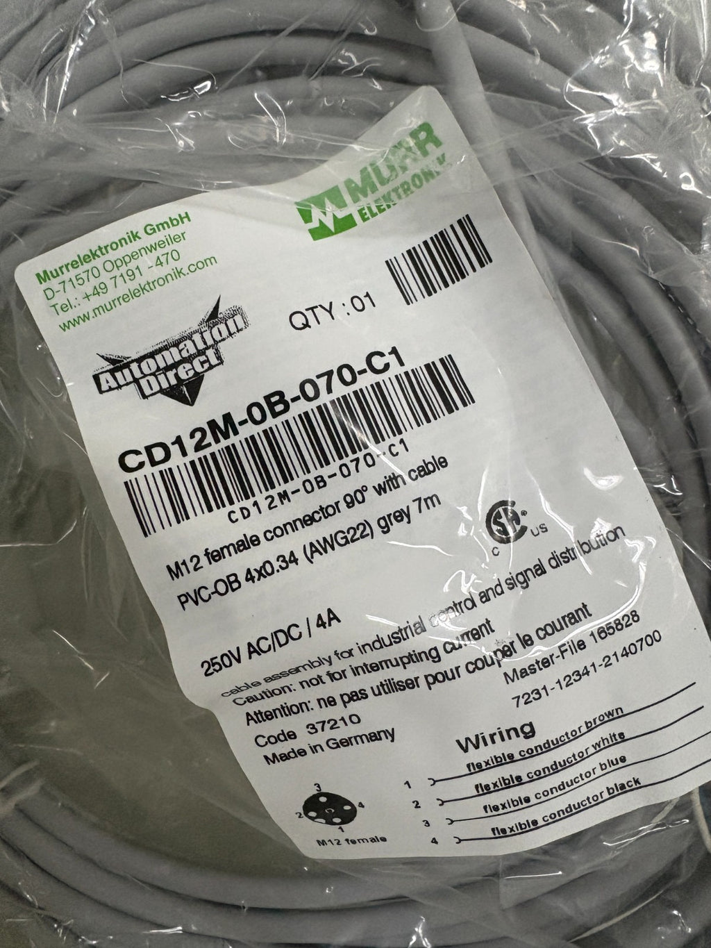LOT OF 2 MURR ELEKTRONIK AUTOMATION DIRECT M12 CORDSET1