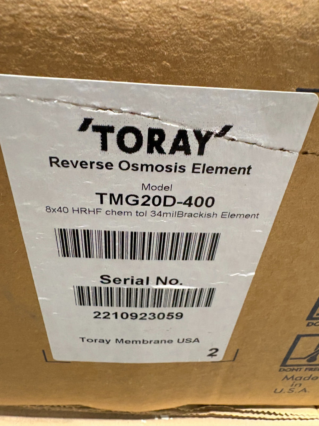 TORAY REVERSE OSMOSIS ELEMENT TMG20D-400