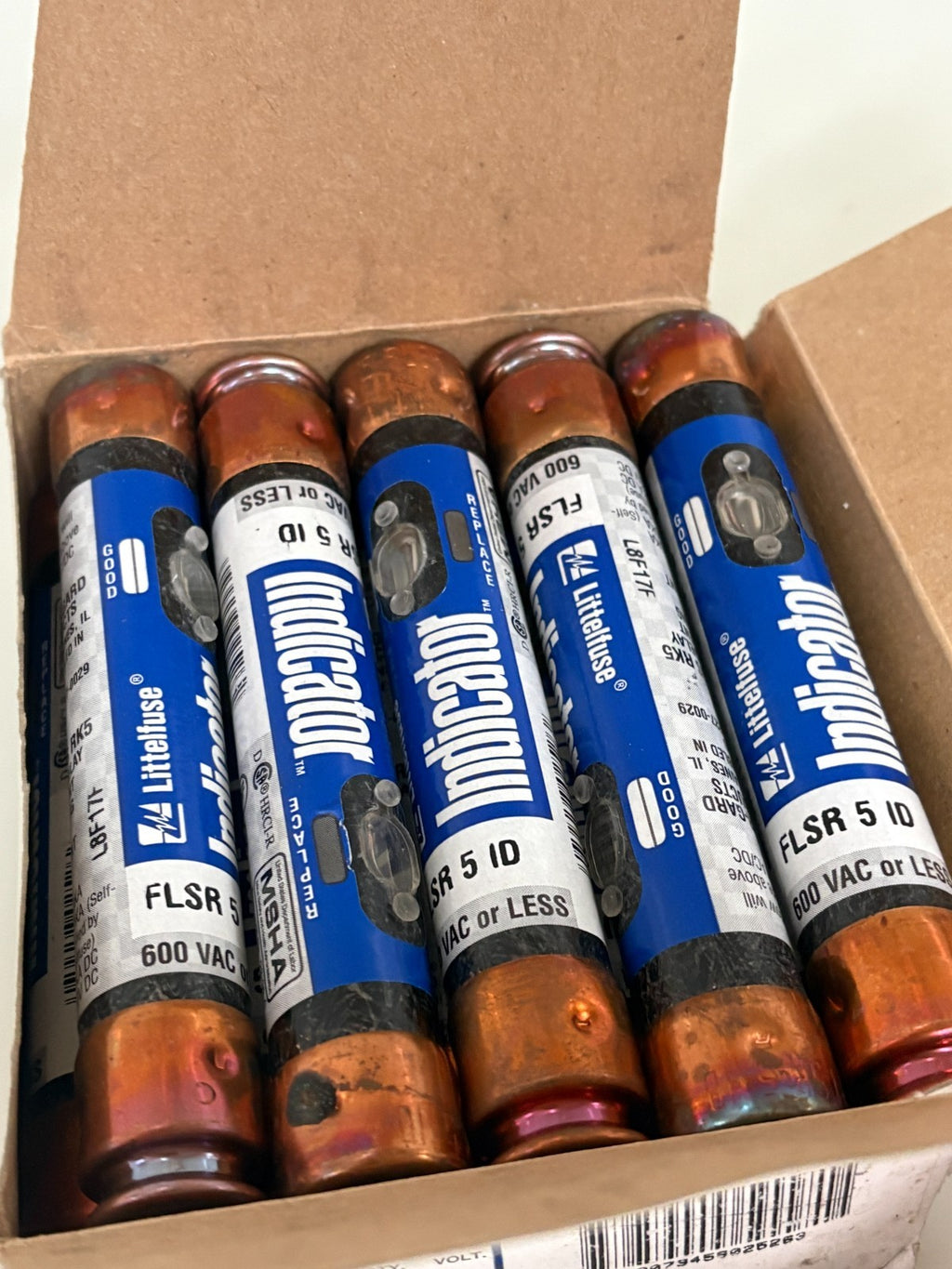 LOT OF 10 LITTLEFUSE 5 AMP TIME DELAY 600V FUSE #FLSR 5 ID3