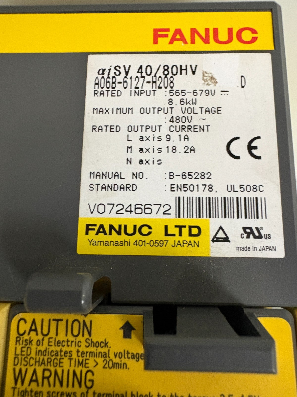 GE FANUC SERVO AMPLIFIER MODULE SY40/80HV A06B-6127-H208