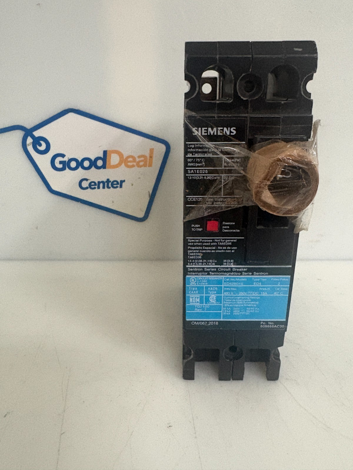 SIEMENS 15 AMP SENTRON CIRCUIT BREAKER SA1E025 0