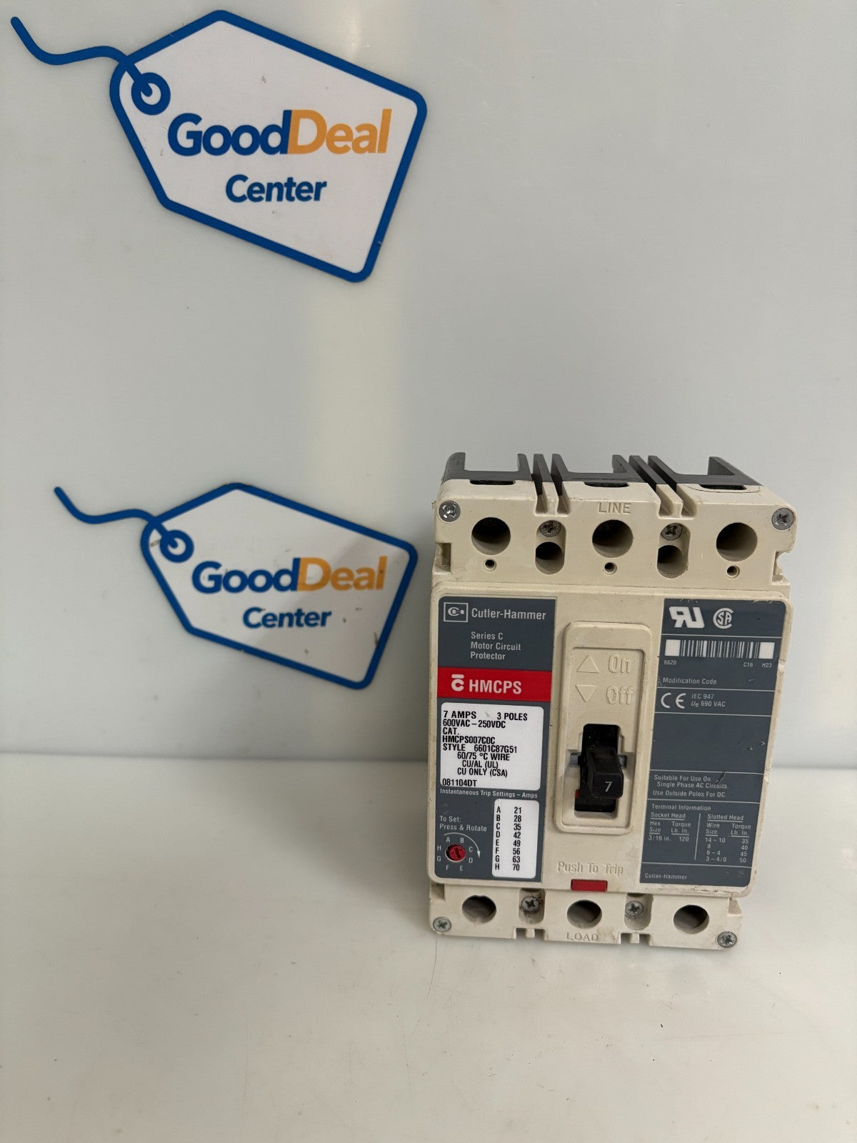 EATON CUTLER HAMMER 7AMPS CIRCUIT BREAKER HMCPS007C0C0