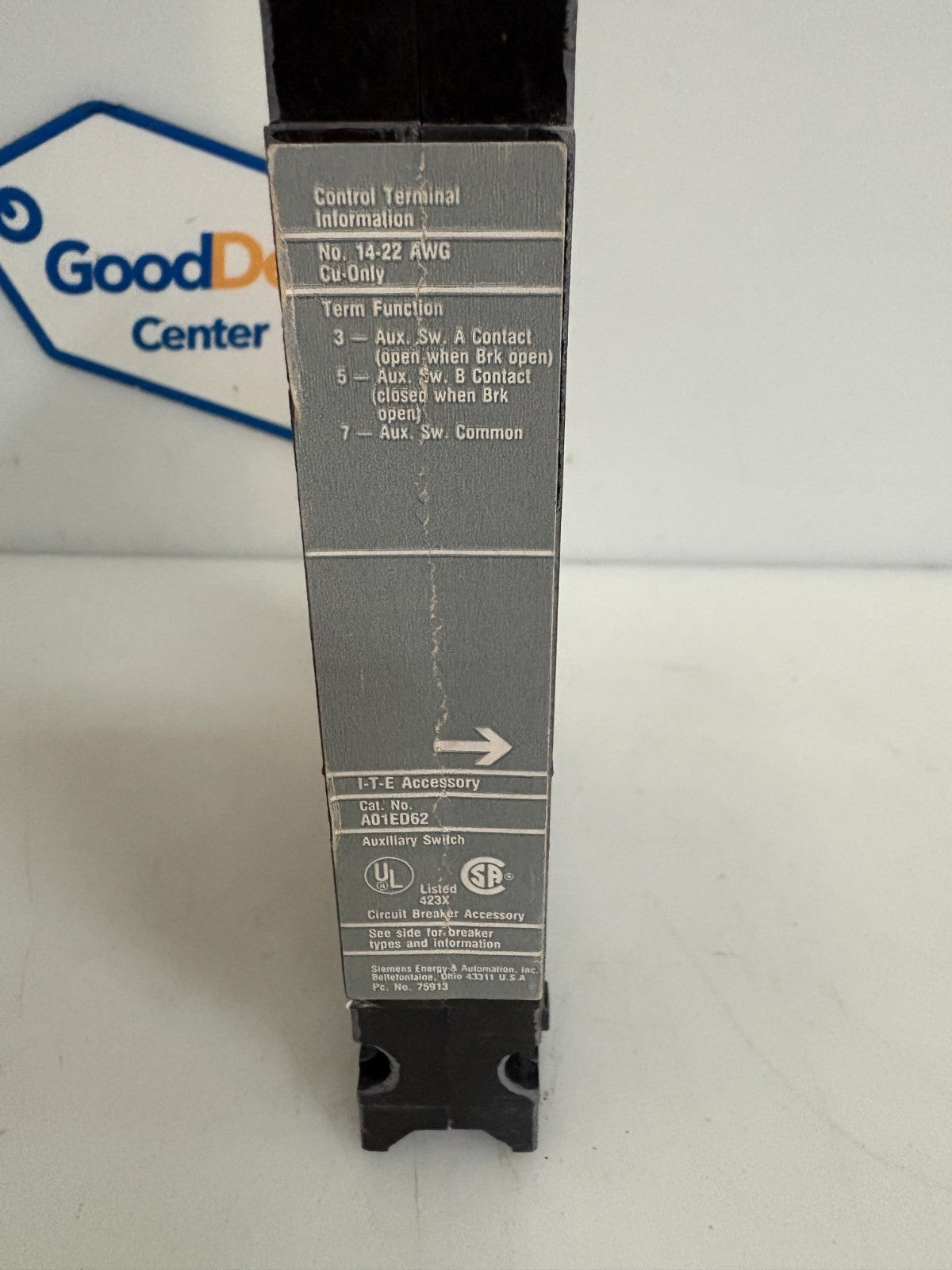 SIEMENS AUXILLIARY CONTACT FOR BREAKER A01ED62