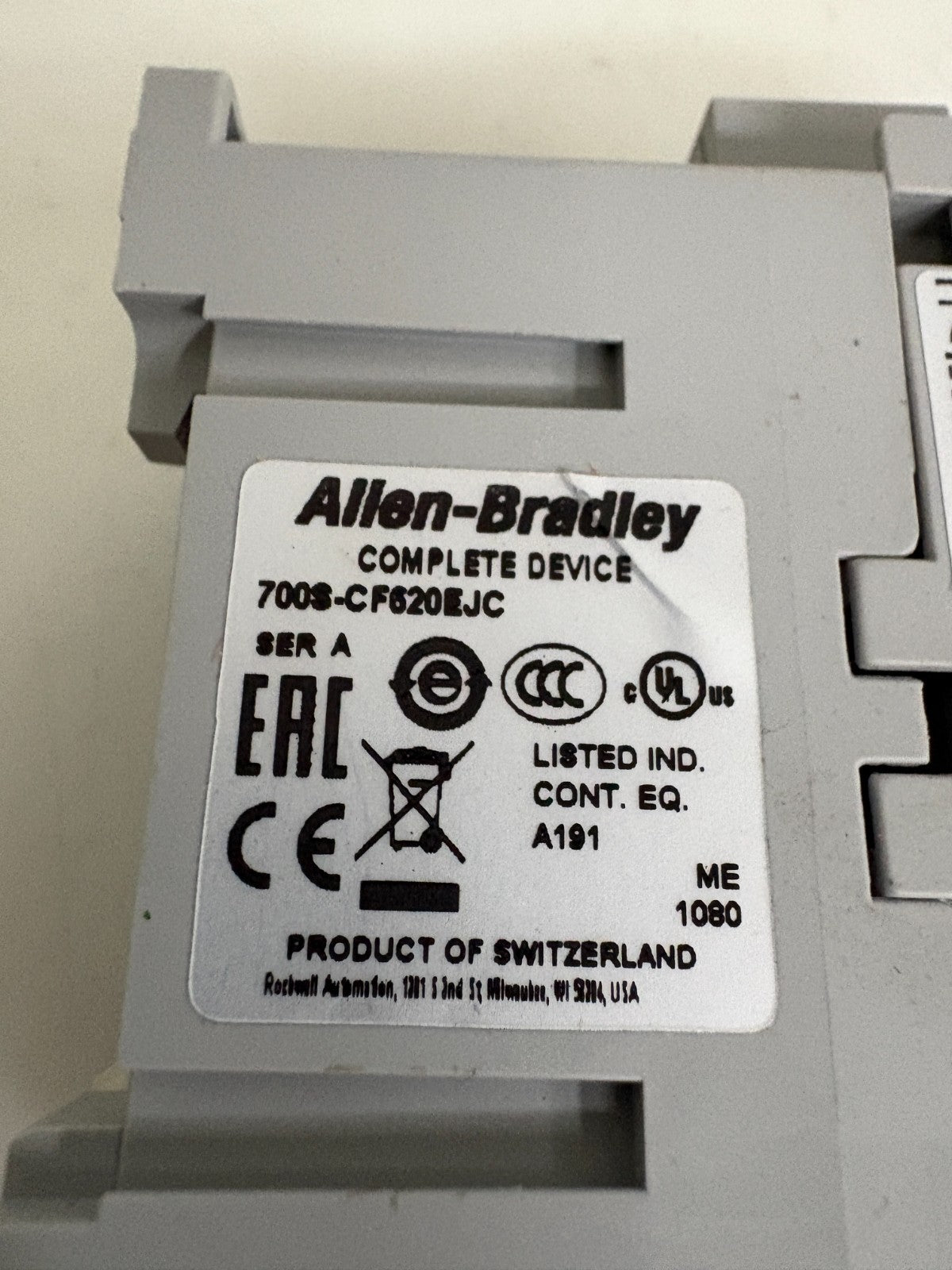 ALLEN BRADLEY CONTROL RELAY 700S-CF620EJC3