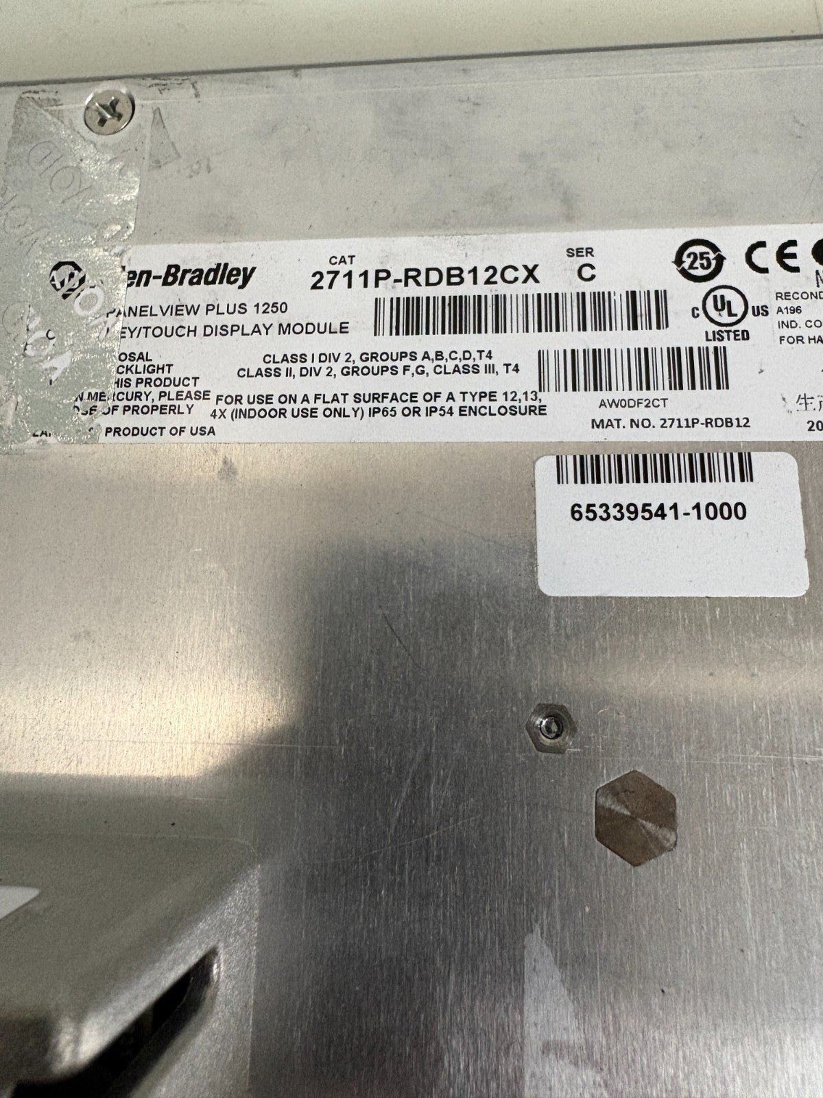 ALLEN BRADLEY PANELVIEW PLUS 1250 2711P-RDB12CX SERIE C3
