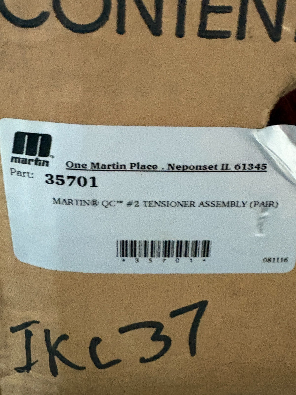 MARTIN QC2 TENSIONER CONVEYOR BELT CLEANER PART #35701