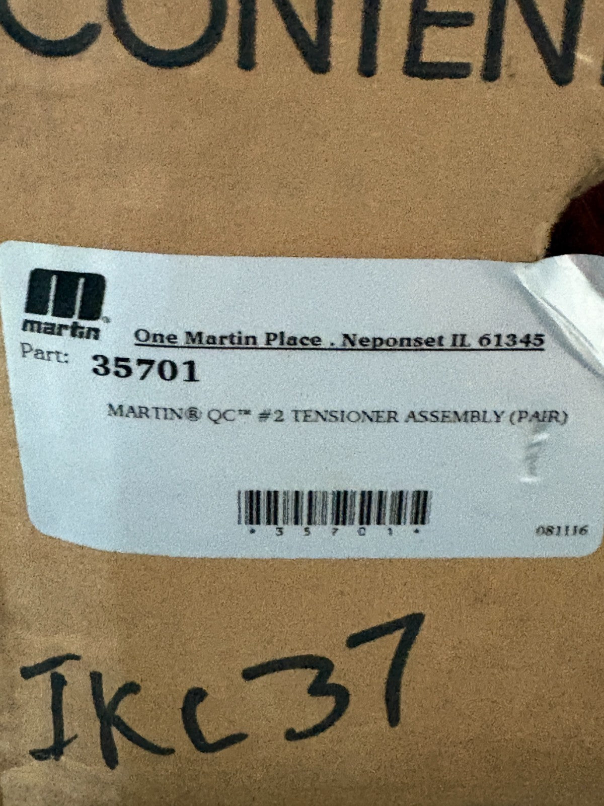 MARTIN QC2 TENSIONER CONVEYOR BELT CLEANER PART #35701