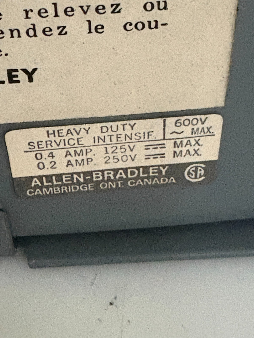 ALLEN BRADLEY RELAY BOX 700 BR 401-A13