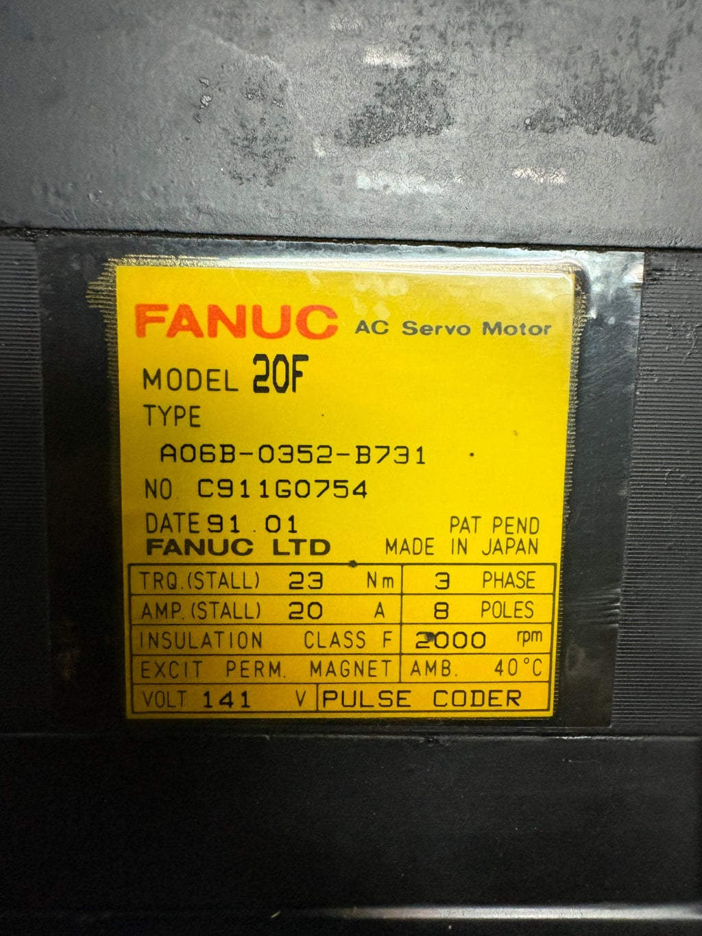 FANUC AC SERVO MOTOR MODEL 10S/3000 A 06B-0317-B081/7008-R4