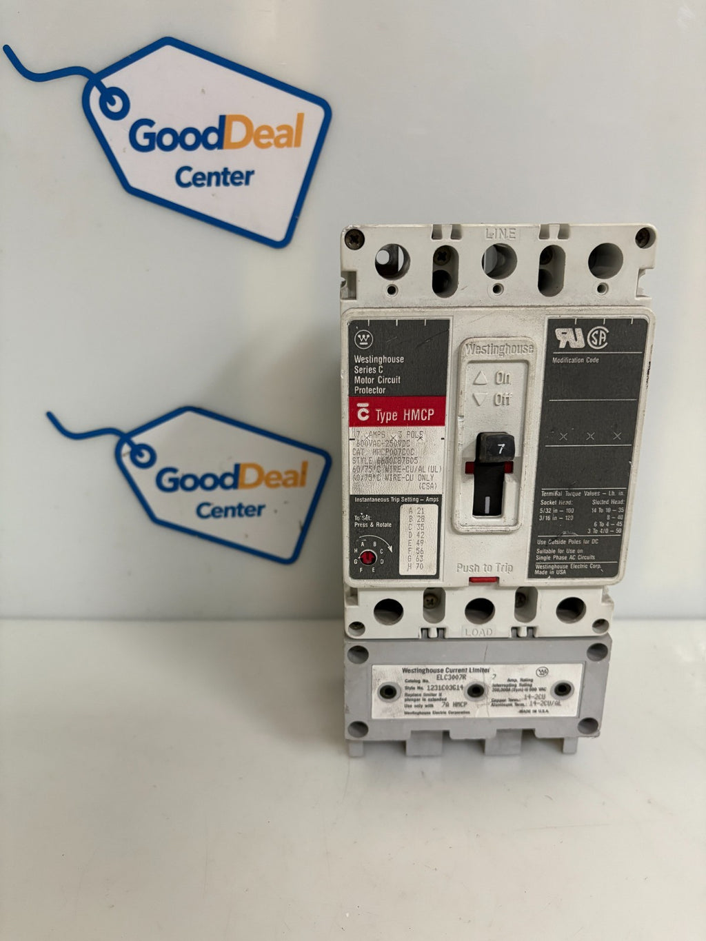 WESTINGHOUSE 7 AMP MOTOR CIRCUIT PROTECTOR HMCP007COC #6630D87B05