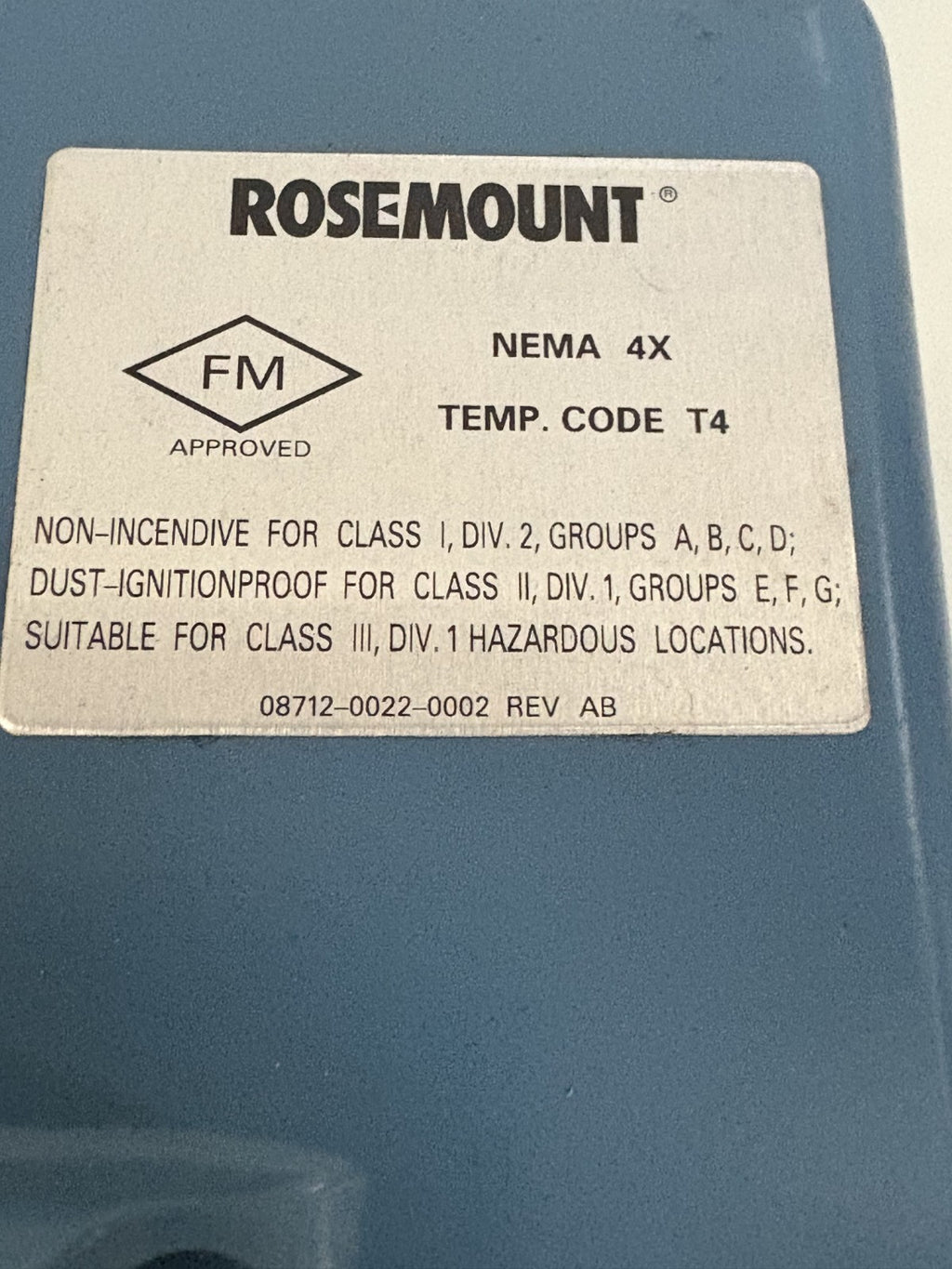 ROSEMOUNT SMART FAMILY MAGNETIC FLOW TRANSMITTER 8712 H R12NOM45
